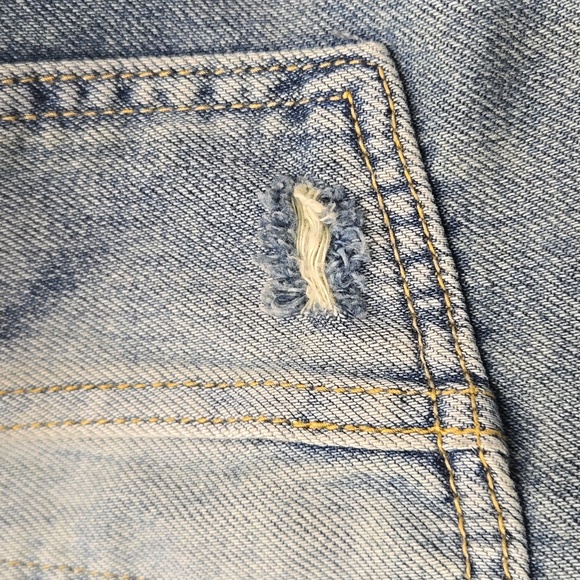 Free People/We the Free Baxter Medium Wash Distressed Denim Jumper Dress… - Picture 5 of 11